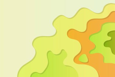 Soyut arkaplan ve kağıt kesiği şekilleri. İş sunumları, el ilanları, posterler ve davetiyeler için renkli oymacılık sanatı