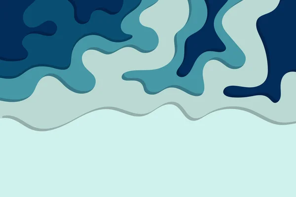 Námořní Modré Pozadí Vystřiženými Vrstvami Papíru Abstraktní Konstrukce Materiálu Plochým — Stockový vektor