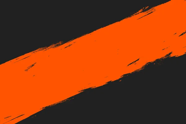 Coup Pinceau Orange Texture Décorative Noire Grunge Grungy Fond Dessiné — Image vectorielle