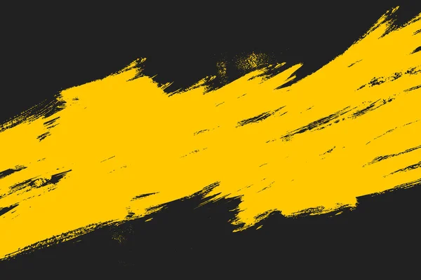 Sarı Grunge Fırçası Siyah Arkaplanda Resim Çiziyor — Stok Vektör