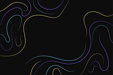 Siyah dekoratif arkaplanda soyut dalgalı çizgiler