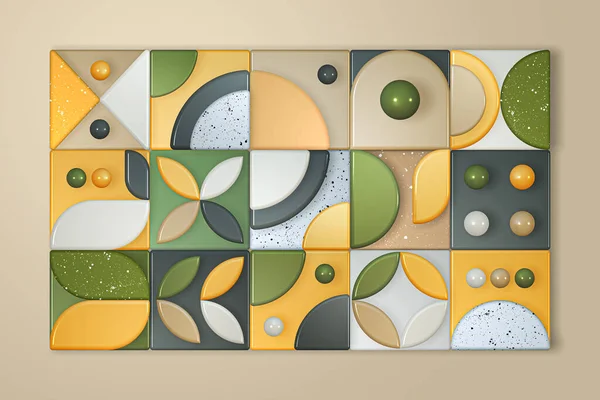 Abstracto Mosaico Vibrante Tracería Diseño Ilustración Estilo Geométrico Composición Con — Foto de Stock