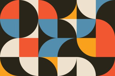 Bauhaus stilinde dekoratif geometrik şekil bileşimi kusursuz desen tasarımı