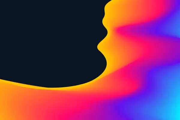 Holografik Renklerin Neon Dalgalı Çizgisi Fütüristik Bir His Için Siyah — Stok Vektör