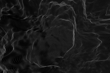 Çarpıcı bir siyah beyaz görüntü dinamik ızgara çizgilerinin ve türbülansın karmaşık görüntüsünü yakalıyor, soyut ve bilimsel temalar için mükemmel.