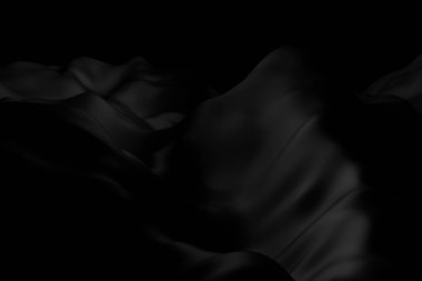 Siyah, lüks siyah ipekten dalgalar, kaliteli estetik tasarım için zarif ve hassas bir doku sağlamak için pürüzsüz akıyor.