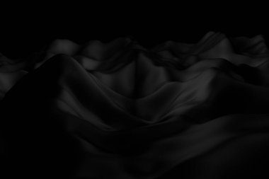 Sahne boyunca uzanan zarif siyah ipek dalgalar, bu pürüzsüz ve yumuşak kumaş arka planda lüks ve entelektüelliği somutlaştırıyor