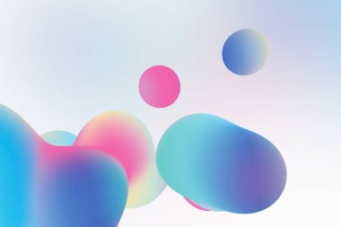 Yüzen metabol elementleri ile yumuşak ve akışkan bir bileşim, sakin, sıvı 3 boyutlu bir arkaplanda holografik gradyan tayfı sergiliyor.