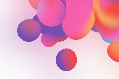Yumuşak, süzülen meta kürelerin soyut üç boyutlu yansıtıcısı dingin bir gradyan, canlı pembe ve mor renkleri harmanlayan rüya gibi, holografik bir arkaplan