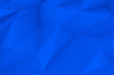 Elmas ve üçgen yapılara sahip mavi çokgen arkaplanın soyut üç boyutlu çizimi, gölgeleri ve modern geometrik deseni yansıtıyor, geleceksel bir tasarımı yansıtıyor.