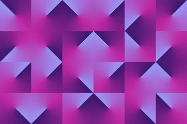 Mor tonlarda geometrik şekillerin kusursuz desenli soyut arkaplan, radyal bir eğim ve yumuşak, kumlu bir bitiş var.