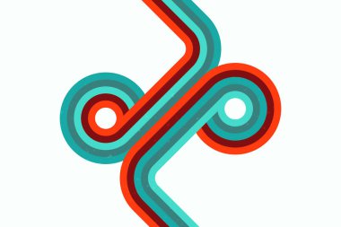 Soyut renkli retro eğri çizgili vektör arkaplanı