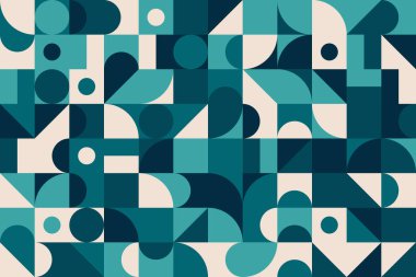 Çemberlerin ve yuvarlak karelerin karışımından oluşan değişken deniz mavisi ve beyaz tonlarıyla stil geometrik desen.
