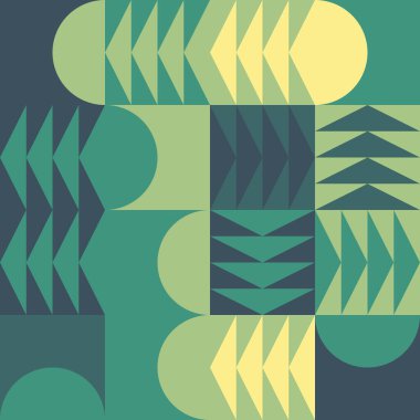 Yeşil ve sarı sakinleştirici tonlarda kusursuz geometrik desen. Barışçıl ve dekoratif bir arkaplan yaratmak için ideal.