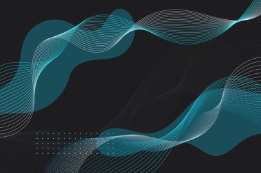 Düz sıvı şekilli ve siyah arkaplanda değişken dalgalı teknik ve bilimsel elementler