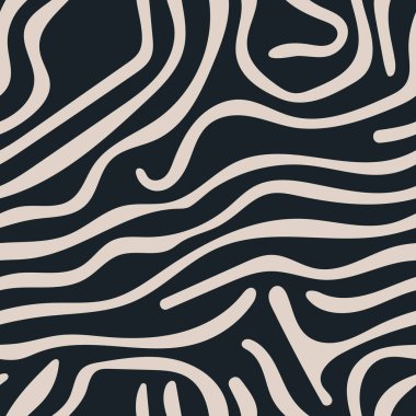 Kusursuz dalga vektör çizimi, düzensiz, organik siyah ve beyaz karalama sanatı ile duvar kağıdı veya ambalajı için mükemmel.