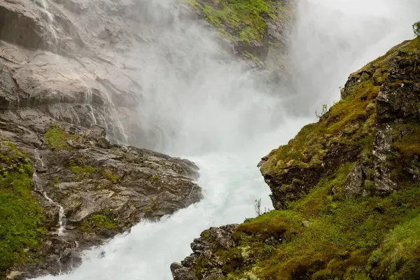 Kjosfossen Picturesque Waterfall Located Aurland Municipality Vestland County Norway — Stock Photo, Image