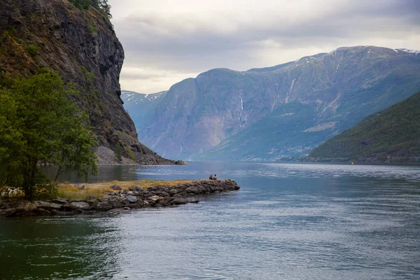 Aurlandsfjord Fjord Geweldig Landschap Noorwegen Scandinavië Nationale Toeristische Route Aurlandsfjellet — Stockfoto
