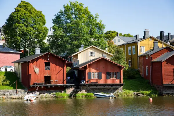 Porvoo Finland Townscape Old Town Porvoo Picturesque Wooden Houses River — Stock Photo, Image
