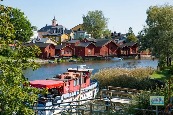 Porvoo Finland Townscape Old Town Porvoo Picturesque Wooden Houses River — Stock Photo, Image