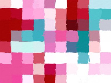 Kabataslak dokuya sahip renkli soyut mozaik. Renkli kare desenli arka plan. Yaratıcı duvar kağıdı ya da tasarım sanatı için resim. Metin için arkaplanda kopyalama alanı var.