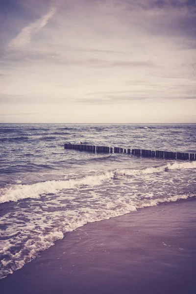 Retro Getöntes Bild Eines Leeren Strandes — Stockfoto