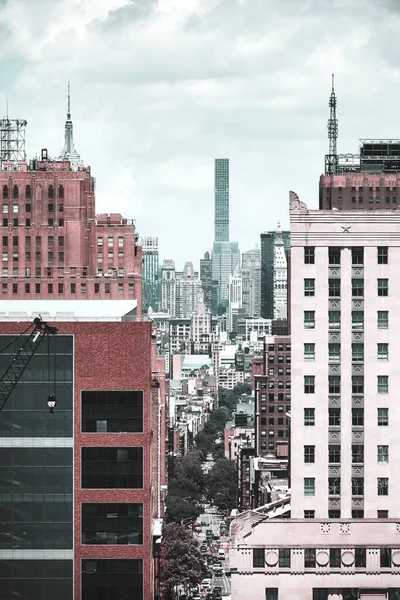 New York Şehir Manzarasının Retro Tonlu Resmi Manhattan Abd — Stok fotoğraf