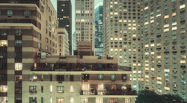Retro Farben Getöntes Bild Von Manhattan Bei Nacht New York — Stockfoto