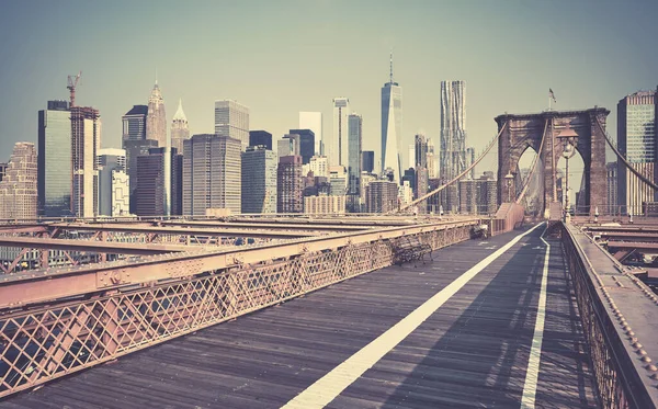 Retro Tónusú Kép New York Városképéről Brooklyn Hídról Usa — Stock Fotó