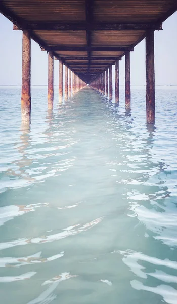 Wooden Pier Retro Color Toning Applied — Stock Photo, Image