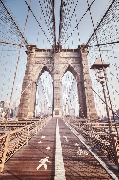 Изображение Бруклинского Моста Тонировка Цветов Нью Йорк Сша — стоковое фото