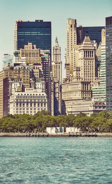 Manhattan Hudson River Waterfront Kleur Toning Toegepast New York City — Stockfoto
