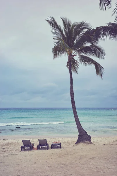 Playa Tropical Con Cielo Nublado Tonificación Color Aplicada — Foto de Stock