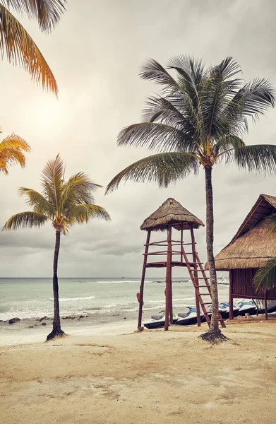 Retro Farbton Foto Eines Tropischen Strandes Sommerurlaub Konzept — Stockfoto