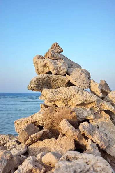 Cerca Foto Pirámide Coral Una Playa Atardecer Enfoque Selectivo Egipto Fotos De Stock Sin Royalties Gratis