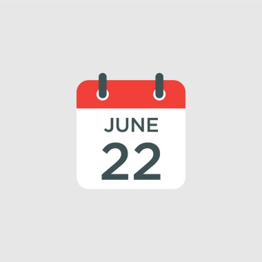 Takvim - 22 Haziran ikon illüstrasyonu izole vektör işareti