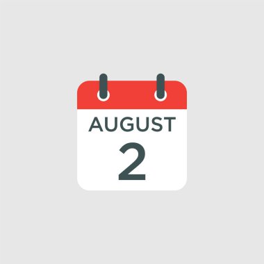Takvim - 2 Ağustos resimleme izole vektör işareti sembolü