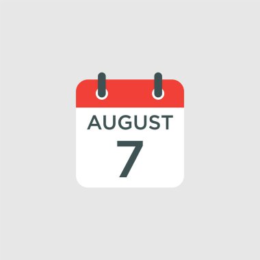 Takvim - 7 Ağustos ikon illüstrasyonu izole vektör işareti