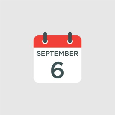 Takvim - 6 Eylül simgesi izole edilmiş vektör işareti sembolü