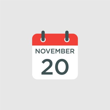 Takvim - 20 Kasım ikon illüstrasyonu izole vektör işareti sembolü