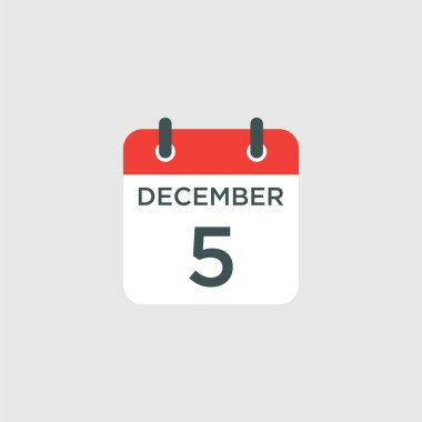 Takvim - 5 Aralık simgesi izole edilmiş vektör işareti sembolü