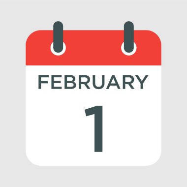 Takvim - 1 Şubat resimleme izole vektör işareti sembolü