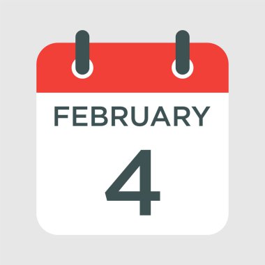 Takvim - 4 Şubat resimleme izole vektör işareti sembolü