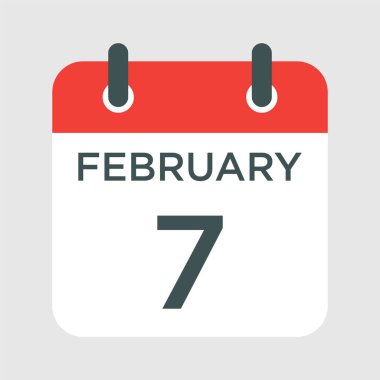 Takvim - 7 Şubat ikon illüstrasyonu izole vektör işareti sembolü