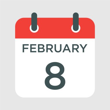 Takvim - 8 Şubat ikon illüstrasyonu izole vektör işareti