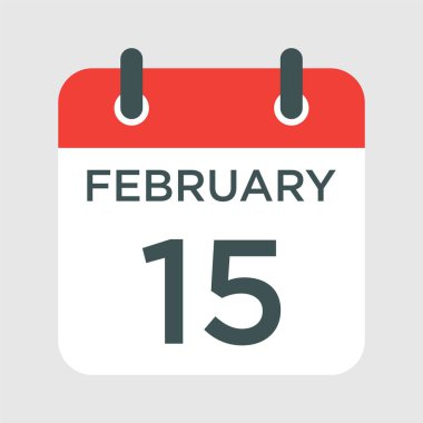 Takvim - 15 Şubat ikon illüstrasyonu izole vektör işareti
