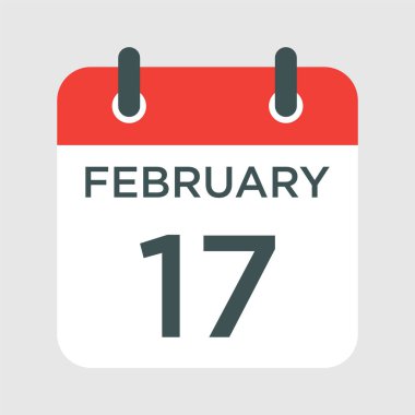 Takvim - 17 Şubat ikon illüstrasyonu izole vektör işareti