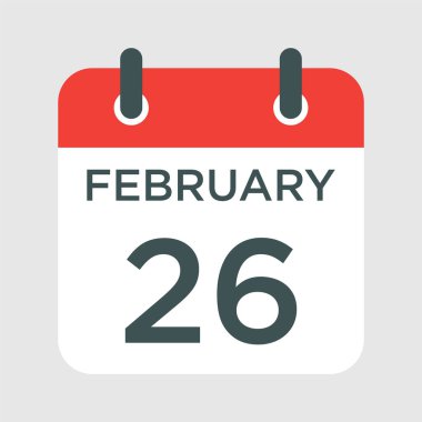Takvim - 26 Şubat ikon illüstrasyonu izole vektör işareti sembolü