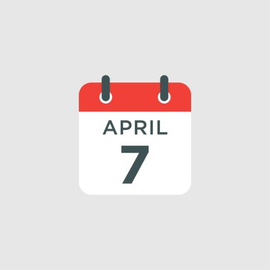 Takvim - 7 Nisan ikon illüstrasyonu izole vektör işareti