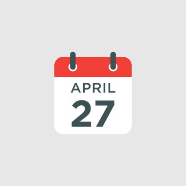Takvim - 27 Nisan ikon illüstrasyonu izole vektör işareti